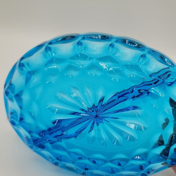 Anchor Hocking Fairfield Lazer Blue Divided Relish Dish Mid Century Glass Vtg - Picture 7 of 9